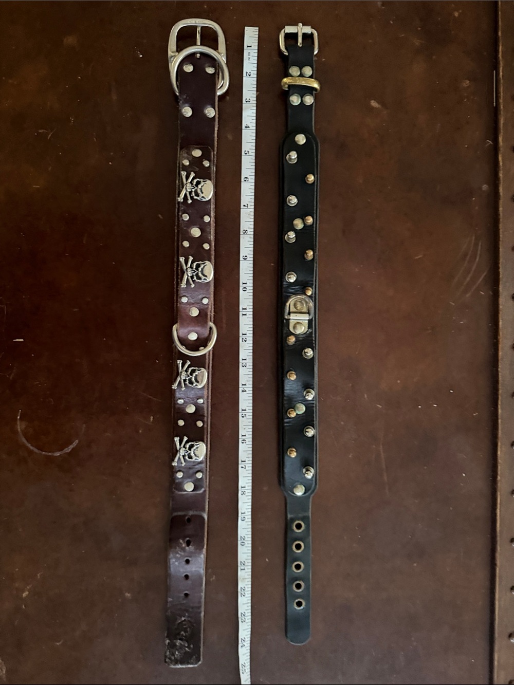 Two 1.5 inch leather handmade dog collars!
